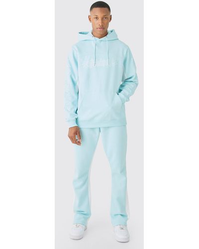 BoohooMAN Regular Fit Official Paneled Tracksuit - Blue