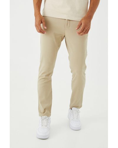 BoohooMAN Fixed Waist Skinny Fit Trouser - Natural
