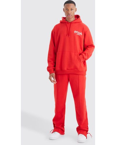 Boohoo Official Oversized Drawcord Detail Tracksuit - Red