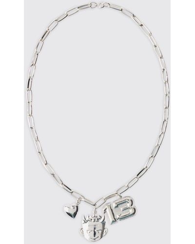BoohooMAN Chunky Chain Metal Necklace - White