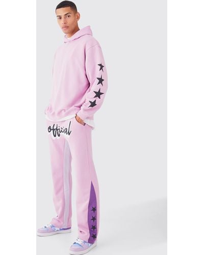 BoohooMAN Official Oversized Star Gusset Tracksuit - Pink