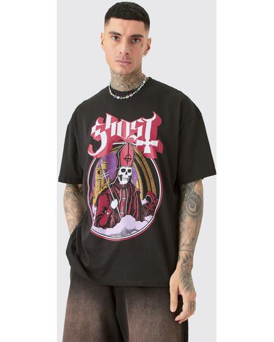 BoohooMAN Tall Oversized Ghost T-shirt In Black - Red