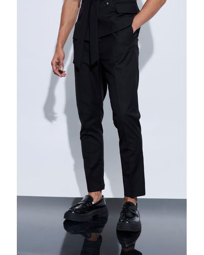 BoohooMAN Tapered Fit Suit Trousers - Schwarz