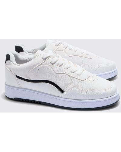 Boohoo Chunky Sole Detail Panel Trainers In White - Blanco