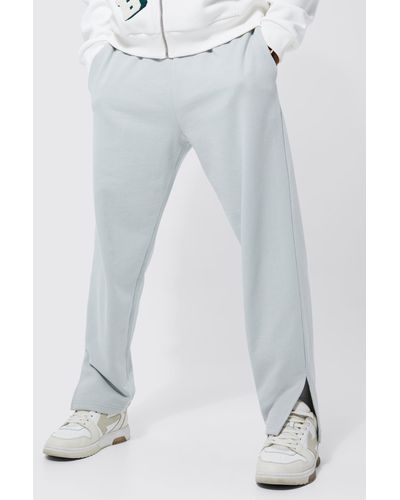 BoohooMAN Oversized Man Official Split Hem Sweatpants - White