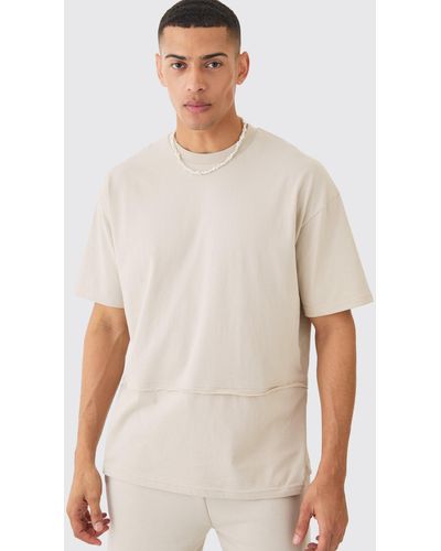 BoohooMAN Oversized Raw Layer T-shirt - Weiß