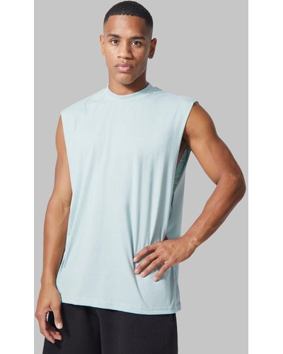 BoohooMAN Man Active Sport-vesttop mit Etikett - Blau
