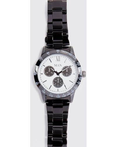 BoohooMAN Man Roman Uhr mit Armband im Chronograph-Stil - Grau