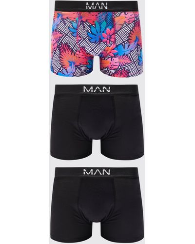 BoohooMAN 3 Pack Tropical Print Boxers - Blue