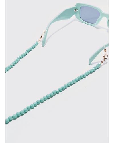 Boohoo Iced Bead Sunglasses Chain In Green - Blue