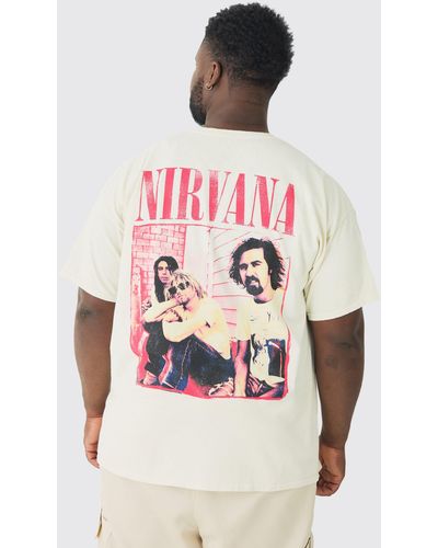 BoohooMAN Plus Nirvana Wash License T-shirt - Pink