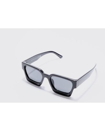 BoohooMAN Plastic Retro Sunglasses In Black - White