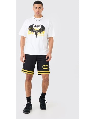 BoohooMAN Oversized Batman License T-shirt And Short Set - White