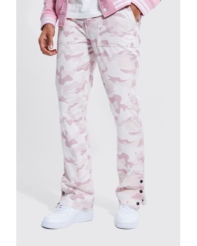 Boohoo Pantalón Cargo Holgado De Camuflaje Con Cintura Fija - Rosa