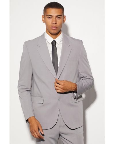 BoohooMAN Oversized Boxy Single Breasted Suit Jacket - Grey