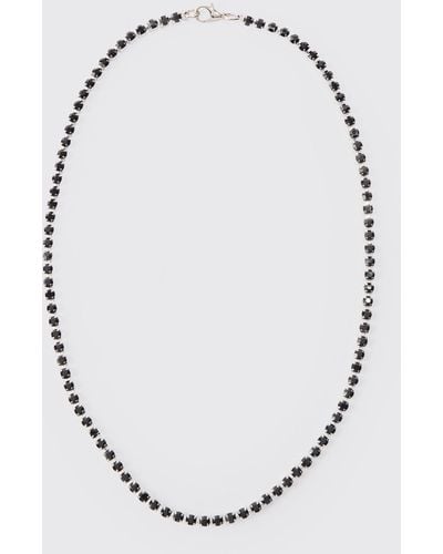 BoohooMAN Iced Chain Necklace In Black - Blau