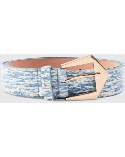 Boohoo Textured Denim Belt In Blue - Azul