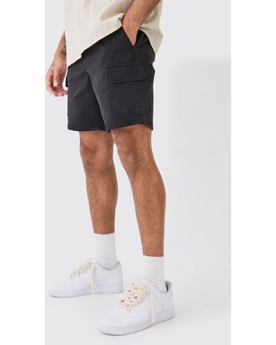 BoohooMAN Slim Fit Cargo Shorts - Black