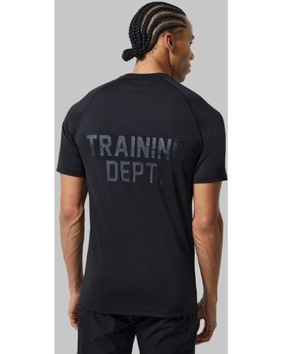 BoohooMAN Tall Muscle-Fit Trainings Dept Muscle-Fit T-Shirt - Blau