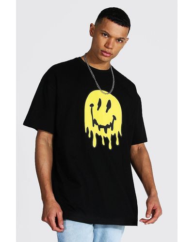 BoohooMAN Tall Oversized Drip Face T-shirt - Black