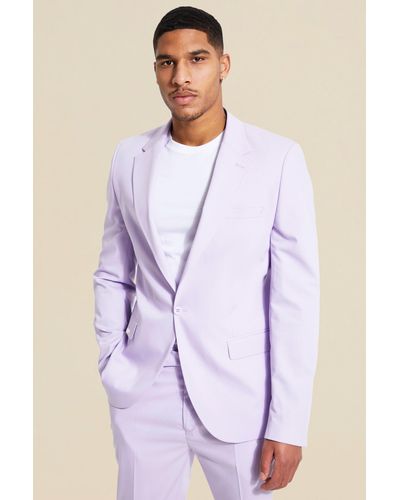 BoohooMAN Tall Single Breasted Slim Suit Jacket - Purple