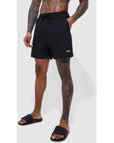 Boohoo Original Man Mid Length Swim Shorts - Black