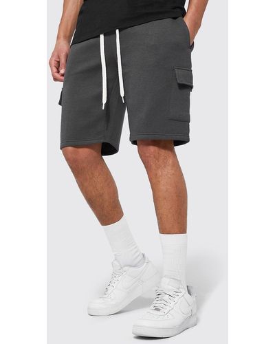 BoohooMAN Tall Cargo Short With Extended Drawcords - Gray