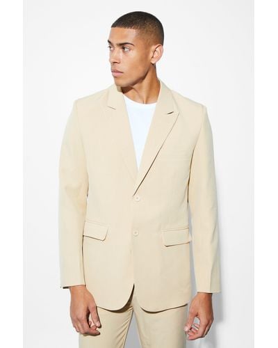 Boohoo Relaxed Fit Single Breasted Suit Jacket - Natural
