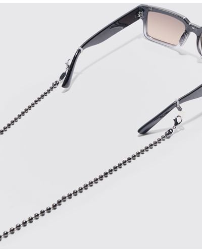 BoohooMAN Metal Beaded Sunglasses Chain In Gunmetal - Multicolour