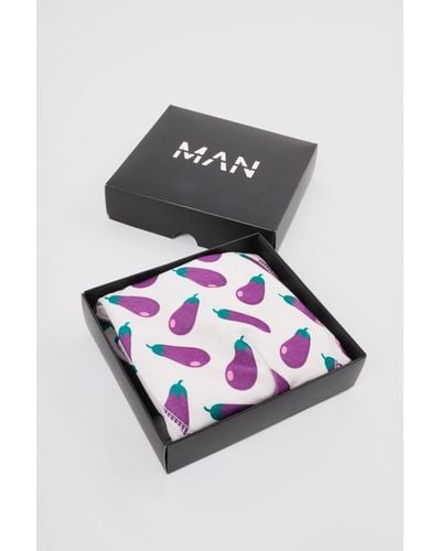 BoohooMAN Aubergine Printed Boxers In Gift Box - Gray
