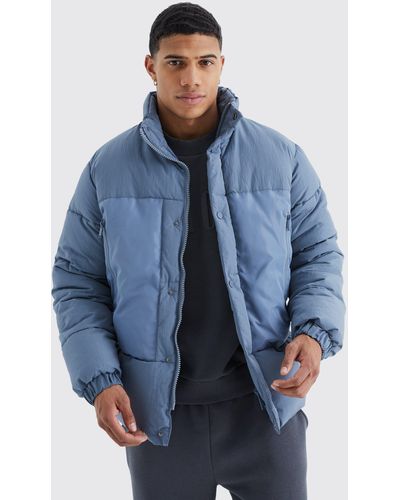 Quilted Toggle Detail Funnel Neck Puffer Jacket