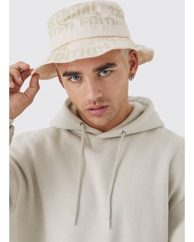 BoohooMAN Official Nylon Printed Bucket Hat - White