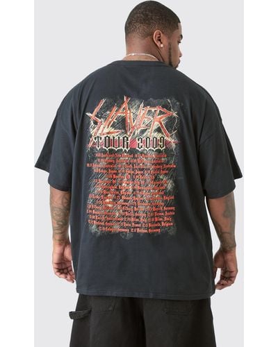 BoohooMAN Plus Slayer License Front & Back Print T-shirt - Grey