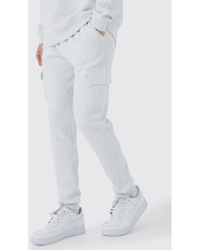 BoohooMAN Tall Skinny Fit Cargo Jogger - White