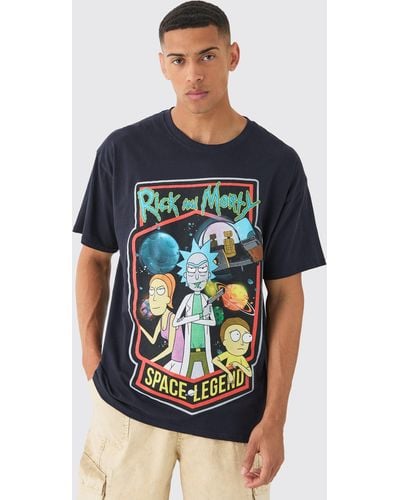 Boohoo Oversized Rick And Morty Cartoon License T-Shirt - Azul