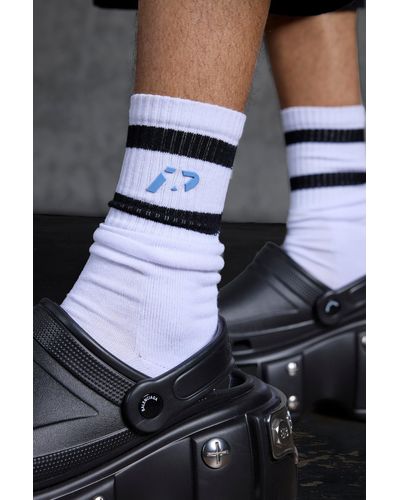 BoohooMAN Gunna Sport Tube Socks With Injection Print - Grey