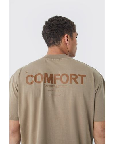 BoohooMAN Oversized Extended Neck Heavyweight Comfort T-shirt - Brown