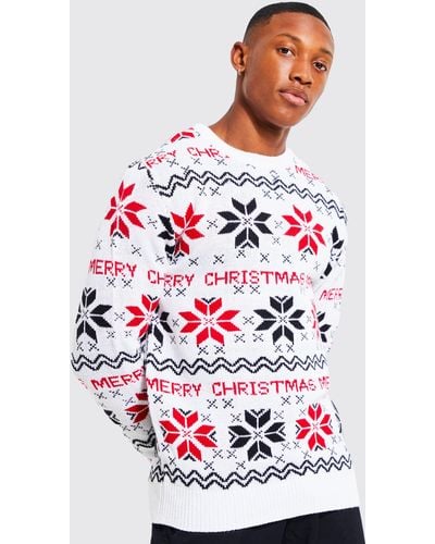 Boohoo Merry Christmas Fairisle Sweater - White