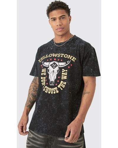BoohooMAN Oversized Yellowstone License T-shirt - Grey