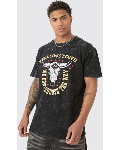 BoohooMAN Oversized Yellowstone License T-shirt - Grau