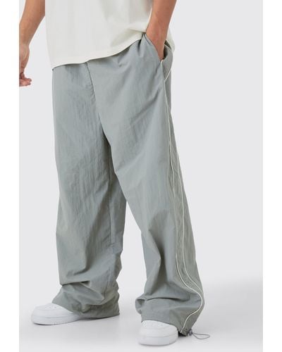 Boohoo Elasticated Waist Side Stripe Parachute Pants - Gray