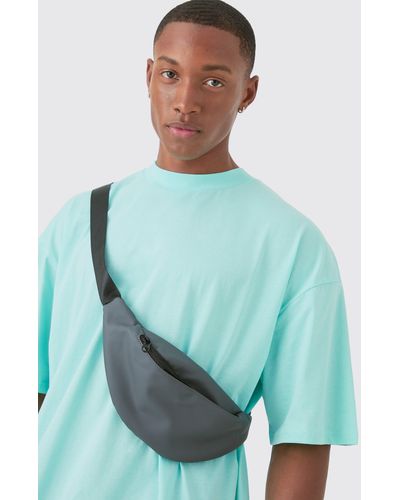 BoohooMAN Basic Fanny Pack In Charcoal - Blue