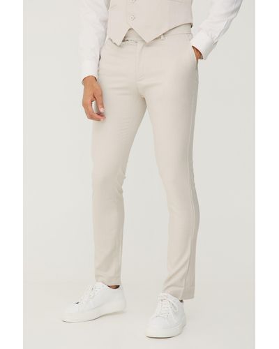 BoohooMAN Textured Skinny Fit Suit Trousers - Weiß