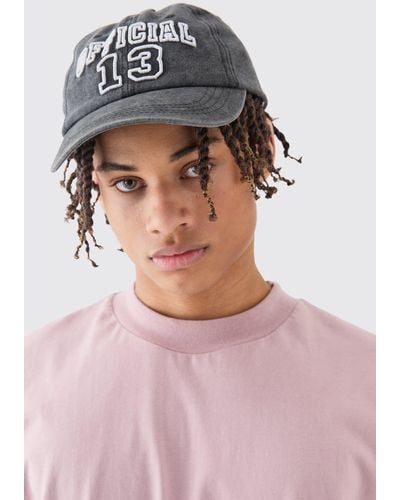 BoohooMAN Official Embroidered Washed Cap - Gray