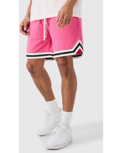 BoohooMAN Loose Fit Mesh Basketball Short - Pink