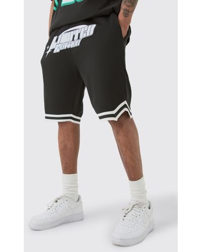 BoohooMAN Tall Loose Fit Limited Edition Basketball Short In Black - Schwarz