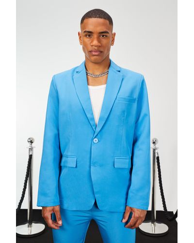 BoohooMAN Oversized Single Breasted Suit Jacket - Blue