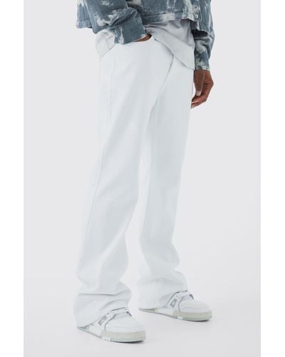 BoohooMAN Relaxed Rigid Flare Jean - White