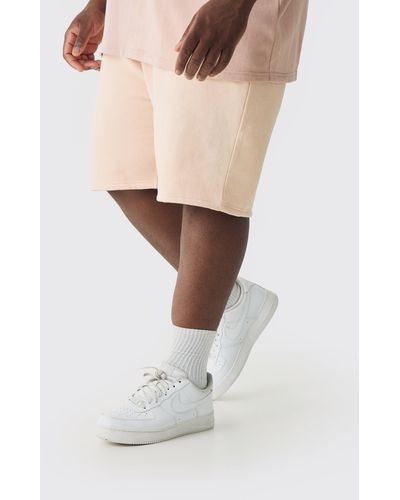 BoohooMAN Plus Relaxed Washed Jersey Shorts - White