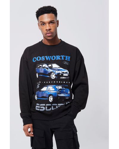 Boohoo Oversize Sweatshirt mit lizenziertem Ford Cosoworth Print - Blau